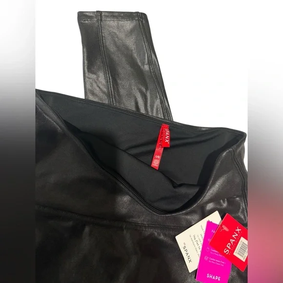 SPANX 
Moto Faux Leather  Shiny Leggings - Large Tummy Control - Picture 5 of 9